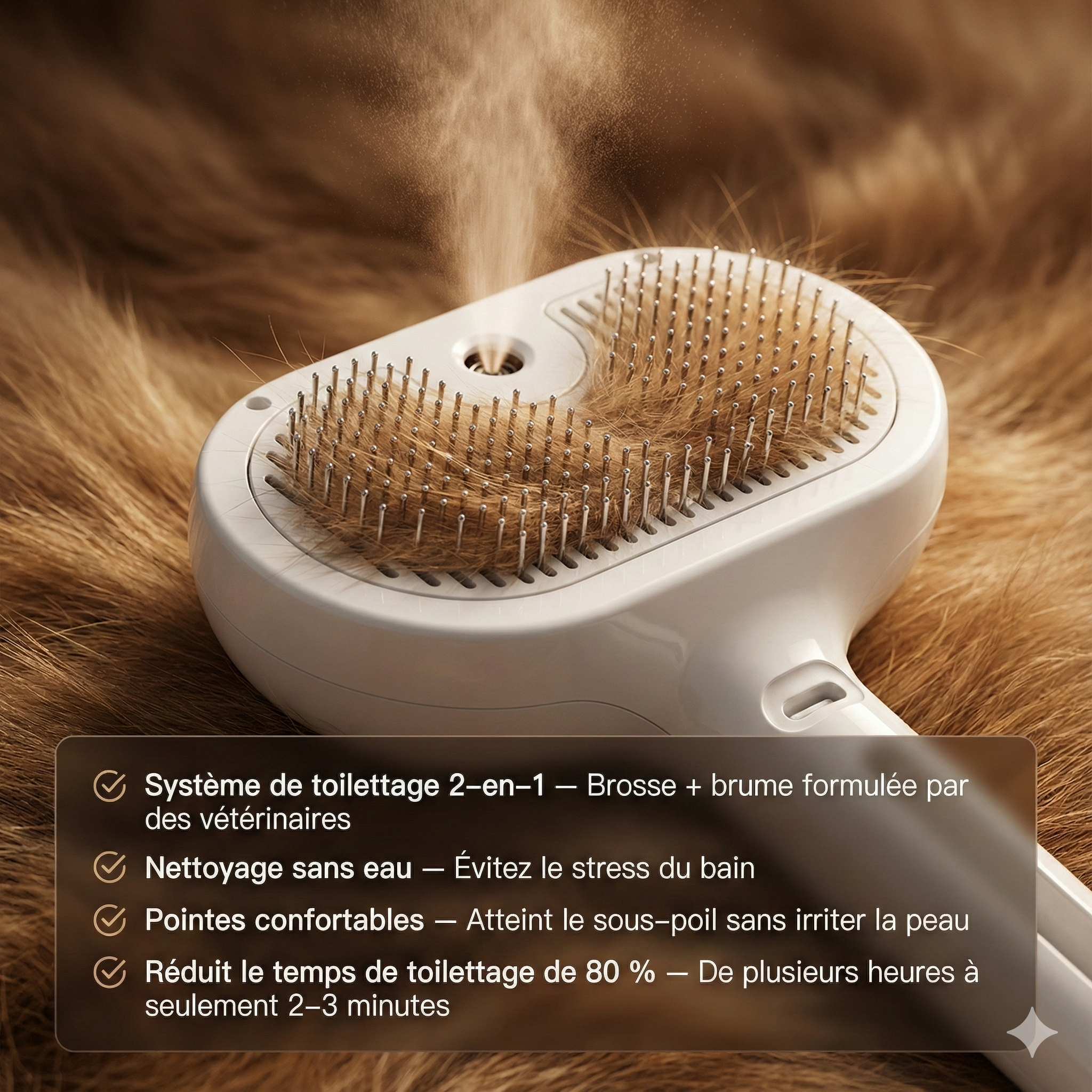 VaporaLux™ - Brosse de Toilettage 3-en-1