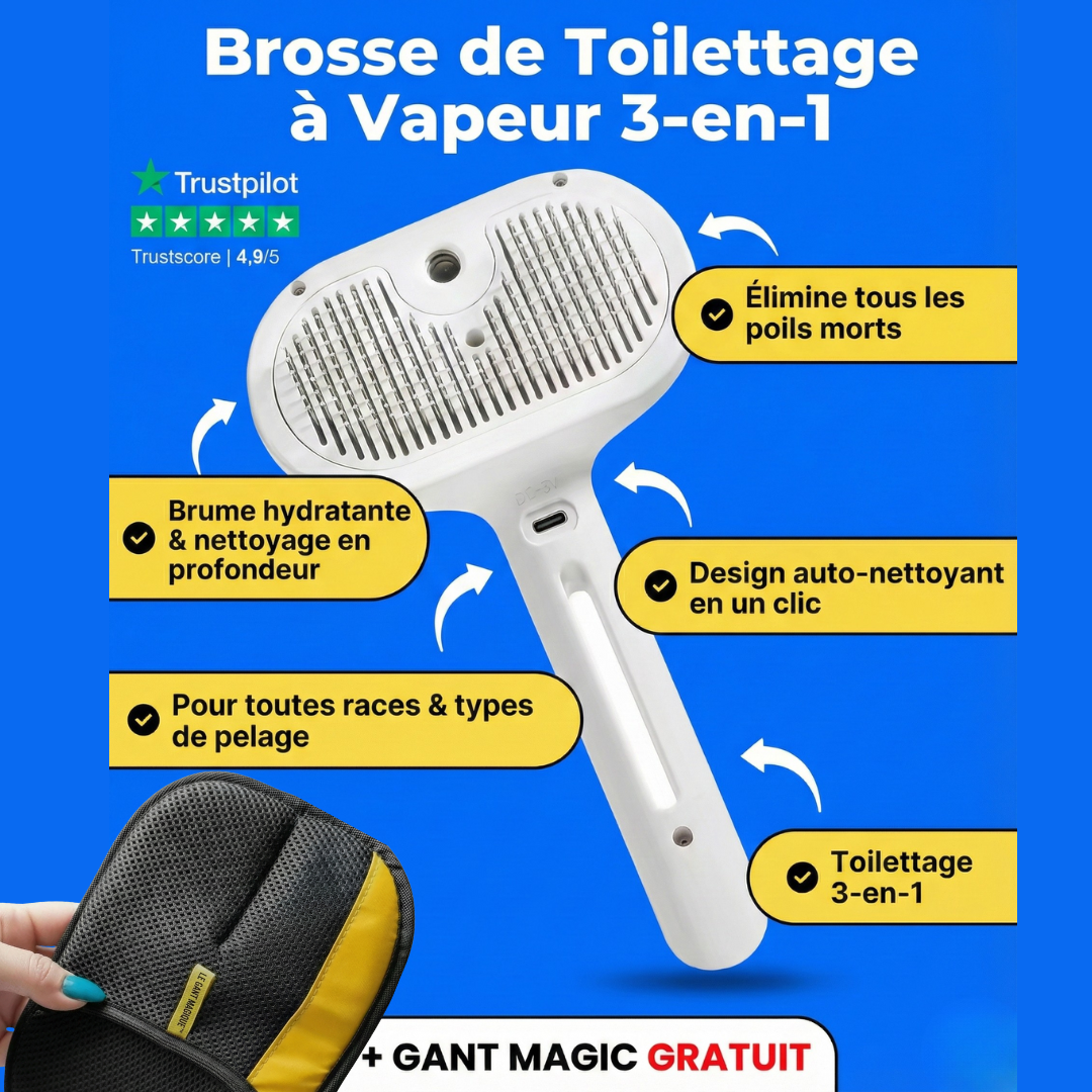 VaporaLux™ - Brosse de Toilettage 3-en-1